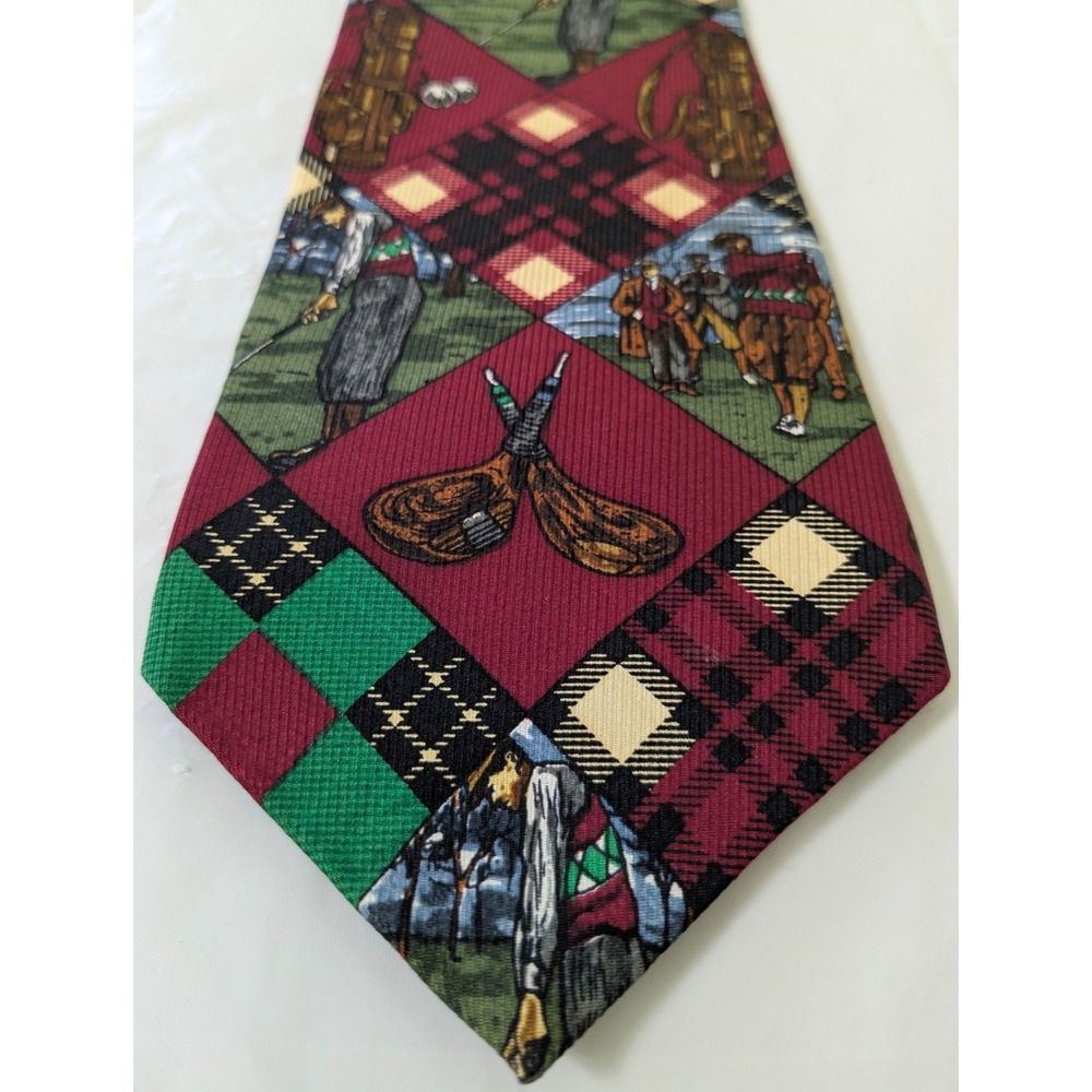 Vintage Golf Magazine Silk Tie Norseman Golfers Made USA Hand Finished 56 x 4